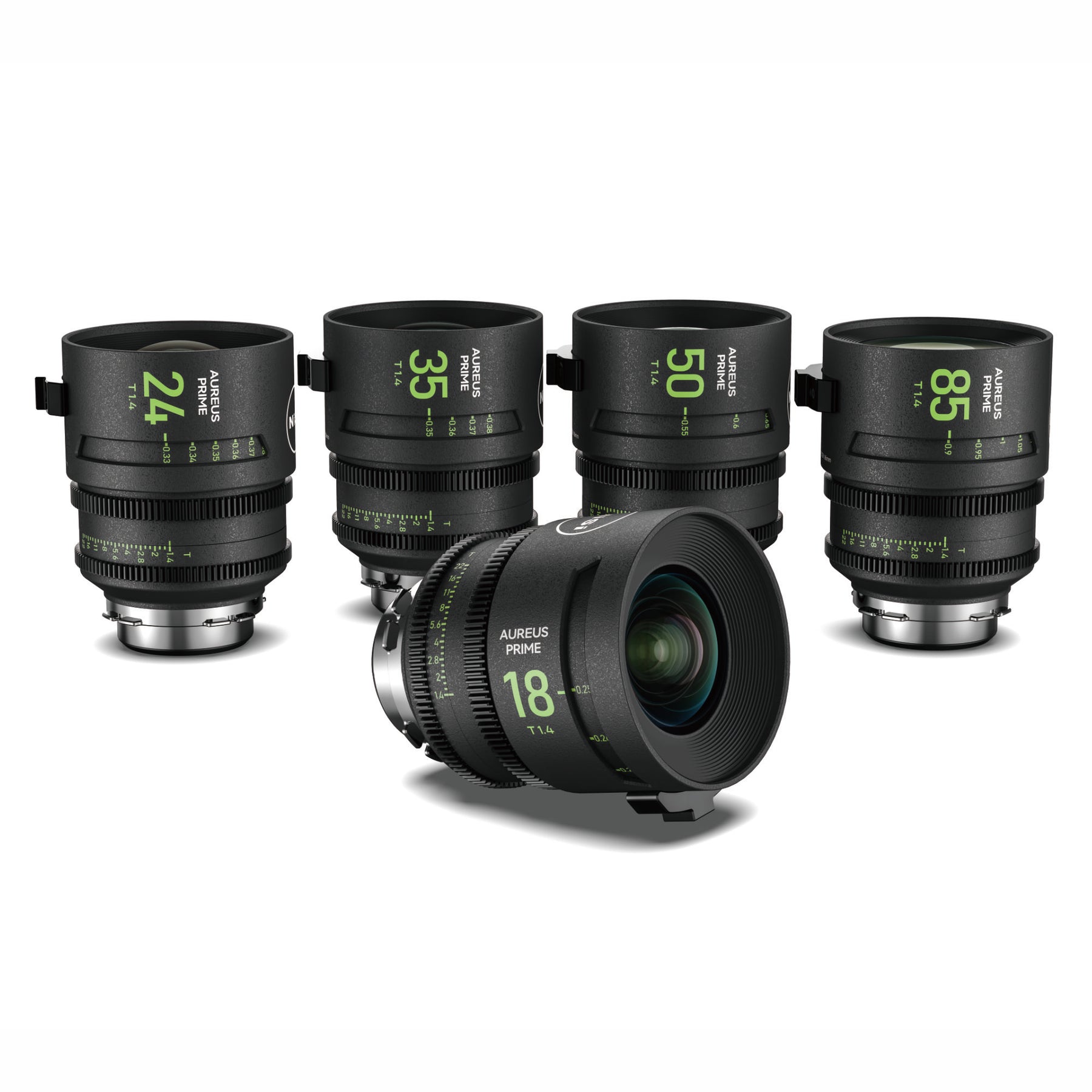 NiSi Aureus Prime Full Frame T1.4 Cinema Lens Kit - 18mm, 24mm, 35mm, 50mm, 85mm + Hard Case (PL Mount)